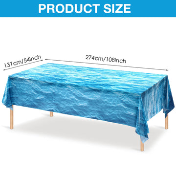 Irenare Ocean Waves Plastic Tablecloth Ocean Table Cover Water Print Table Cover Sea Tablecloth Blue For Beach Pool Birthday Party Decoration Shower Supplies(1 Piece,54 X 108 Inch)