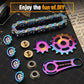Gear Fidget Sprockets Hand Roller For Kids Adults, Cool Finger Fidget Spinner Chain Toys Metal Sensory Bike Chain Edc Novelty Toy Pack Pocket Size Gift Pirze For Anxiety Relieve Boredom Autism Rainbow