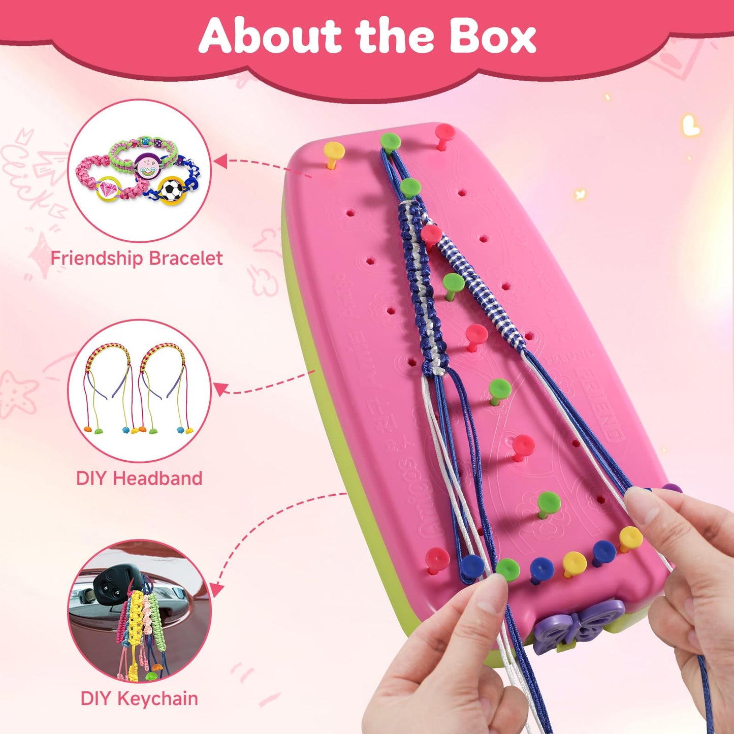 Suu66 Friendship Bracelet Making Kit for Kids Girls 6-12 Years Old - DIY Craft Kit for Bracelets, Headbands, Keychains, Creative