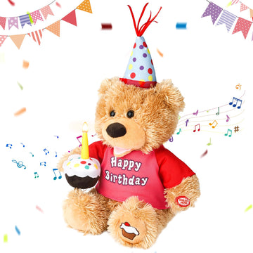 Humor Ted Birthday Gifts Baby Toys Teddy Bear Stuffed Animals Dancing Singing Musical Plush Electric Toy With Cupcake Light Up L