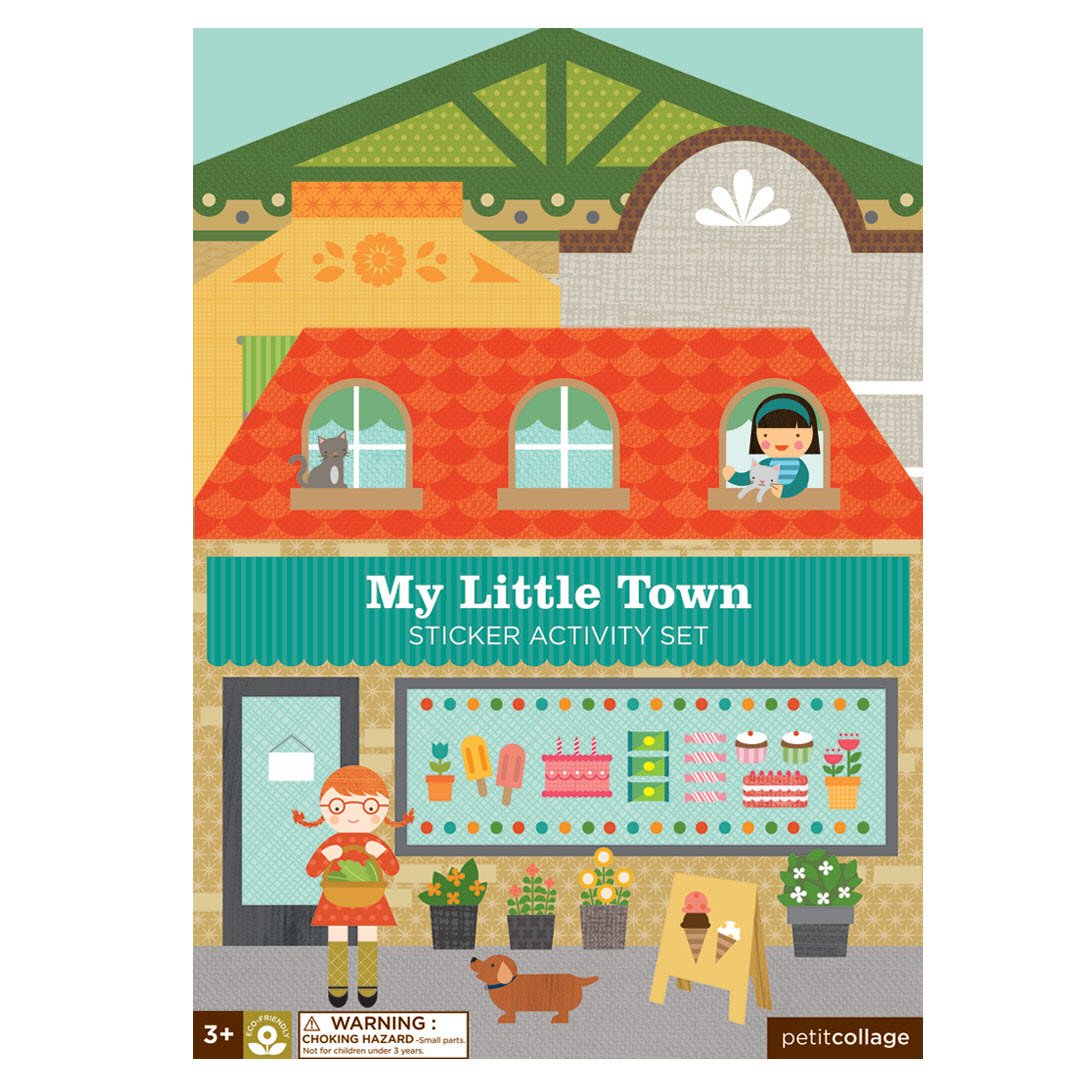 Petit Collage Sticker Activity Book, My Little Town - Giant Fold Out Sticker Book for Kids, Includes Over 100 Reusable Stickers 