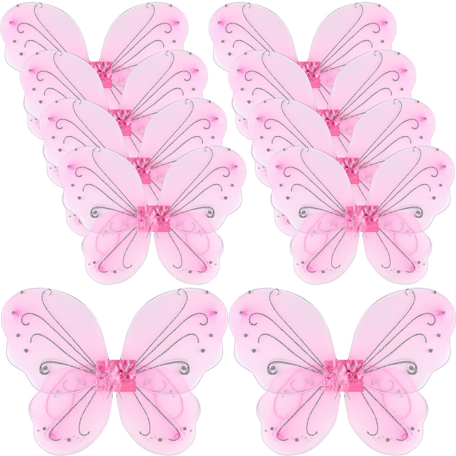 Chivao 10 Pieces Fairy Wings Butterfly Wings Wedding Decoration Costume Birthday Christmas Party Favors For Boys Girls(Pink)
