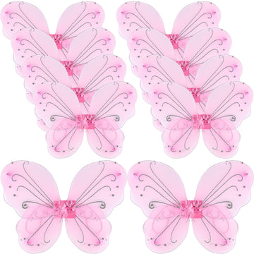 Chivao 10 Pieces Fairy Wings Butterfly Wings Wedding Decoration Costume Birthday Christmas Party Favors For Boys Girls(Pink)