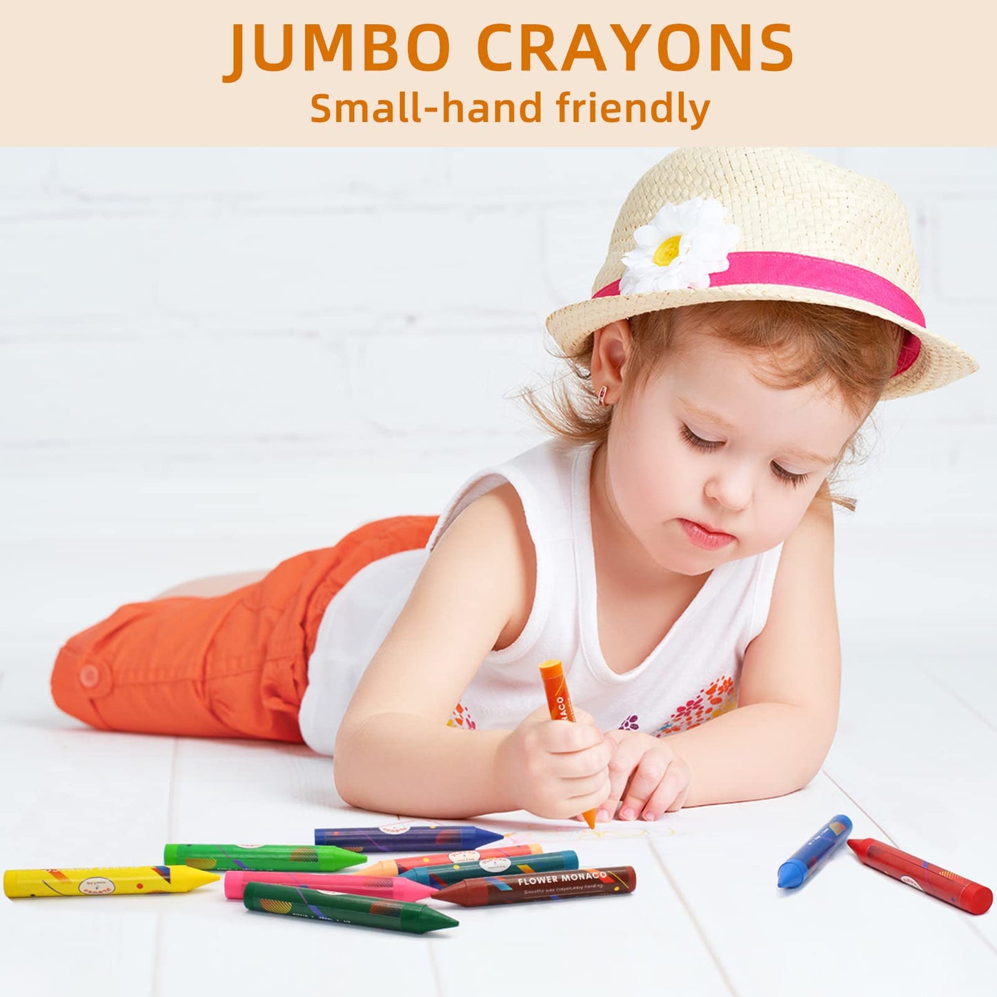 Lebze Toddler Crayons - Non-Toxic Jumbo Crayons, 24 Colors, Easy to Hold, Safe for Kids Ages 2-4, Model BT7.8.palm.