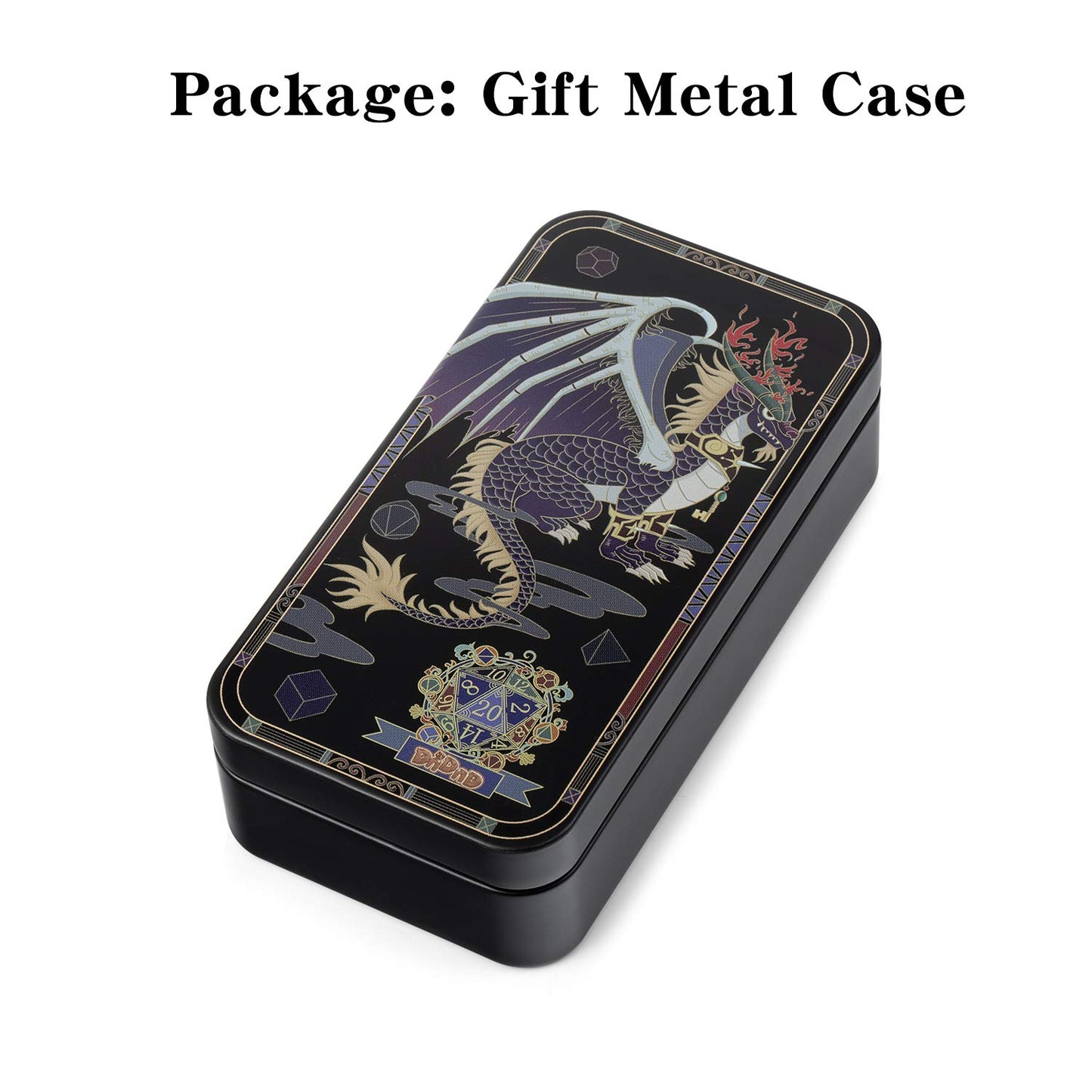 DnDnD Acient Silver Metal DND Dice Set, 7PCS D&D Metal Dice with Metal Case for Dungeons and Dragons, Shadowrun, Pathfinder, Sav