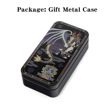 DnDnD Acient Silver Metal DND Dice Set, 7PCS D&D Metal Dice with Metal Case for Dungeons and Dragons, Shadowrun, Pathfinder, Sav