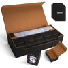 Scimi Mtg Card Storage Box Tcg Deck Case Holds Fits 5 Windows Decks Card Box Or 1800+ Sleeved Cards For Mtg, Yugioh, Uno, Tcg, Trading Cards With Mat Case And Strong Magnet Closure (Black And Golden)