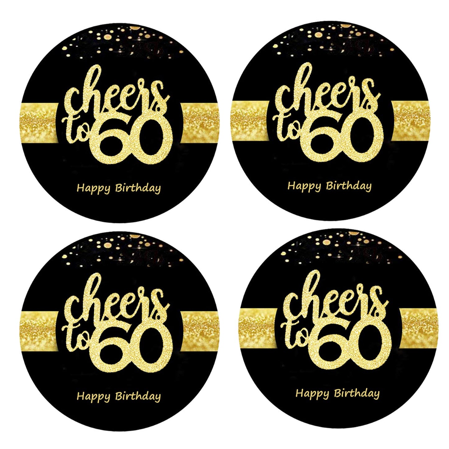 Sumerk 48 Pcs Cheers To 60 Stickers Large Bottle Stickers 60Th Birthday Stickers Card Seals 2 Inches Round Happy Birthday Party