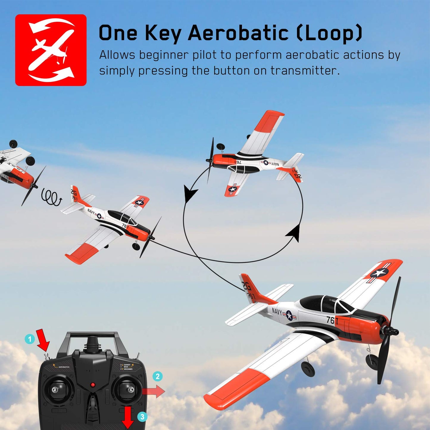 Volantexrc Rc Plane For Beginners, 4Ch Wwii Rc Airplane T28 Trojan With Aileron, 2.4Ghz Remote Control Plane With Xpilot Self Ri