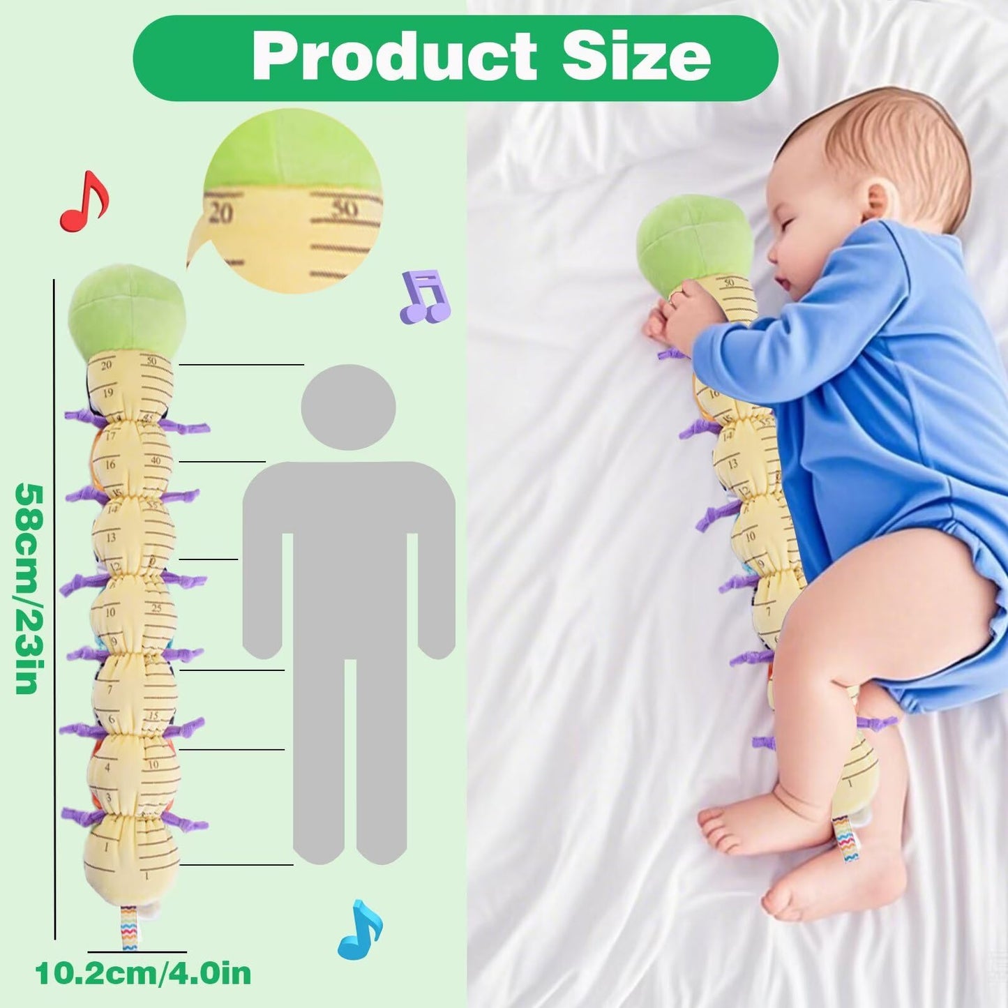 Pau1Hami1ton Baby Toys 0-3-6-12 Months Musical Plush Caterpillar Toy,Newborn Toys with Crinkle and Rattles,Baby Sensory Toys,New