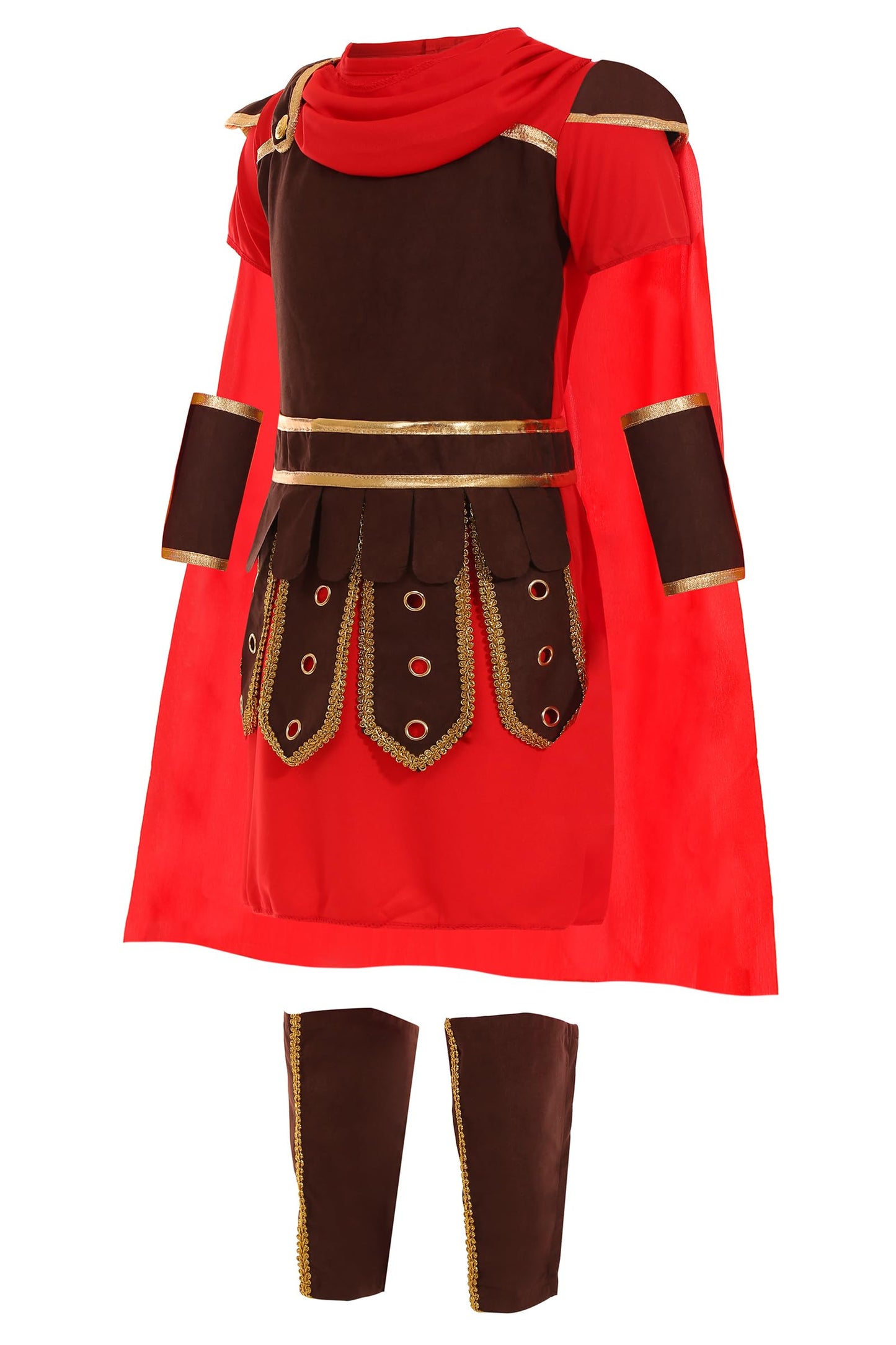 Frekuyrt Kids Warrior Costume Boys Roman Soldier Gladiator Costume Medieval Knight Costume For Halloween Party Dress Up (4-5 Yea