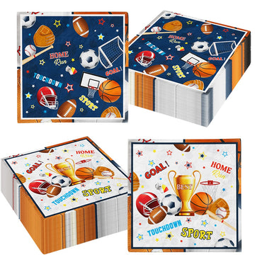 Sports Napkins Decoration,Sports Theme Birthday Party Supplies 40Pcs All Star Napkins For Basketball Baseball Soccer Outdoor Ind