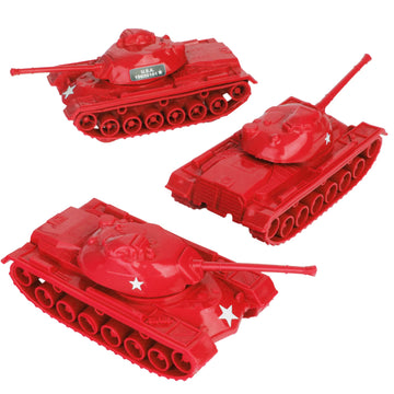 Tim Mee Toy Tanks - Red WW2 Plastic Army Men Set of 3 - Model 67721