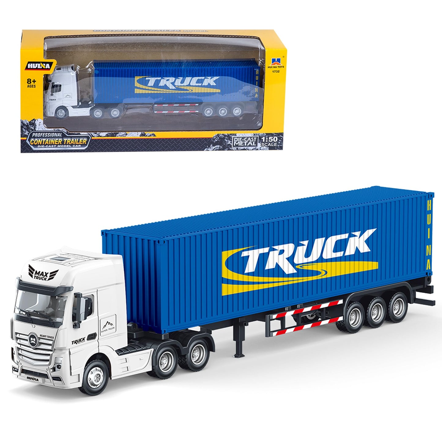 Qcar Container Dump Trailer, 1:50 Scale Dump Truck With Trailer, Kids' Toy Trucks