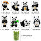 Pinenjoy 8Pcs Miniature Panda Figurine with 10Pcs Bamboo Resin 2inch Mini Animals Landscape Decoration for DIY Fairy Garden Doll