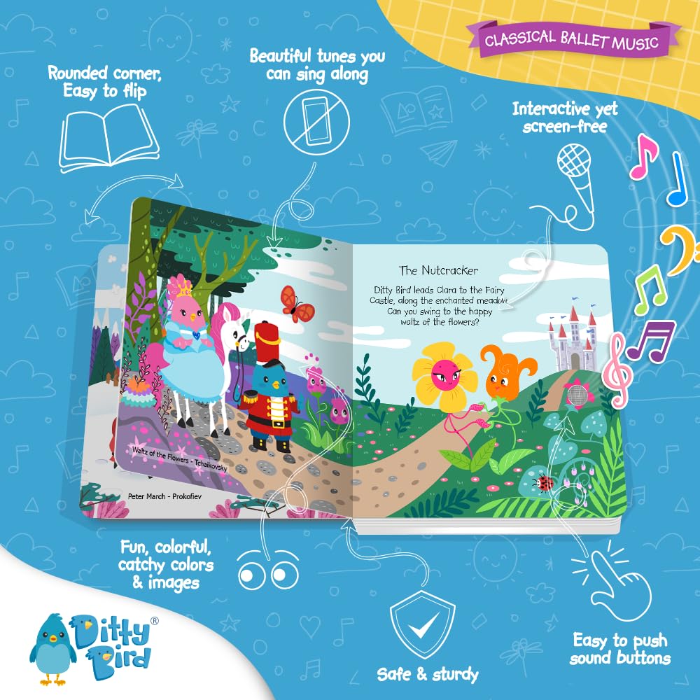 Ditty Bird Musical Books For Toddlers | Fun Classical Music & Nursery Rhyme Book | Ballet Musical Book | Children'S Interactive