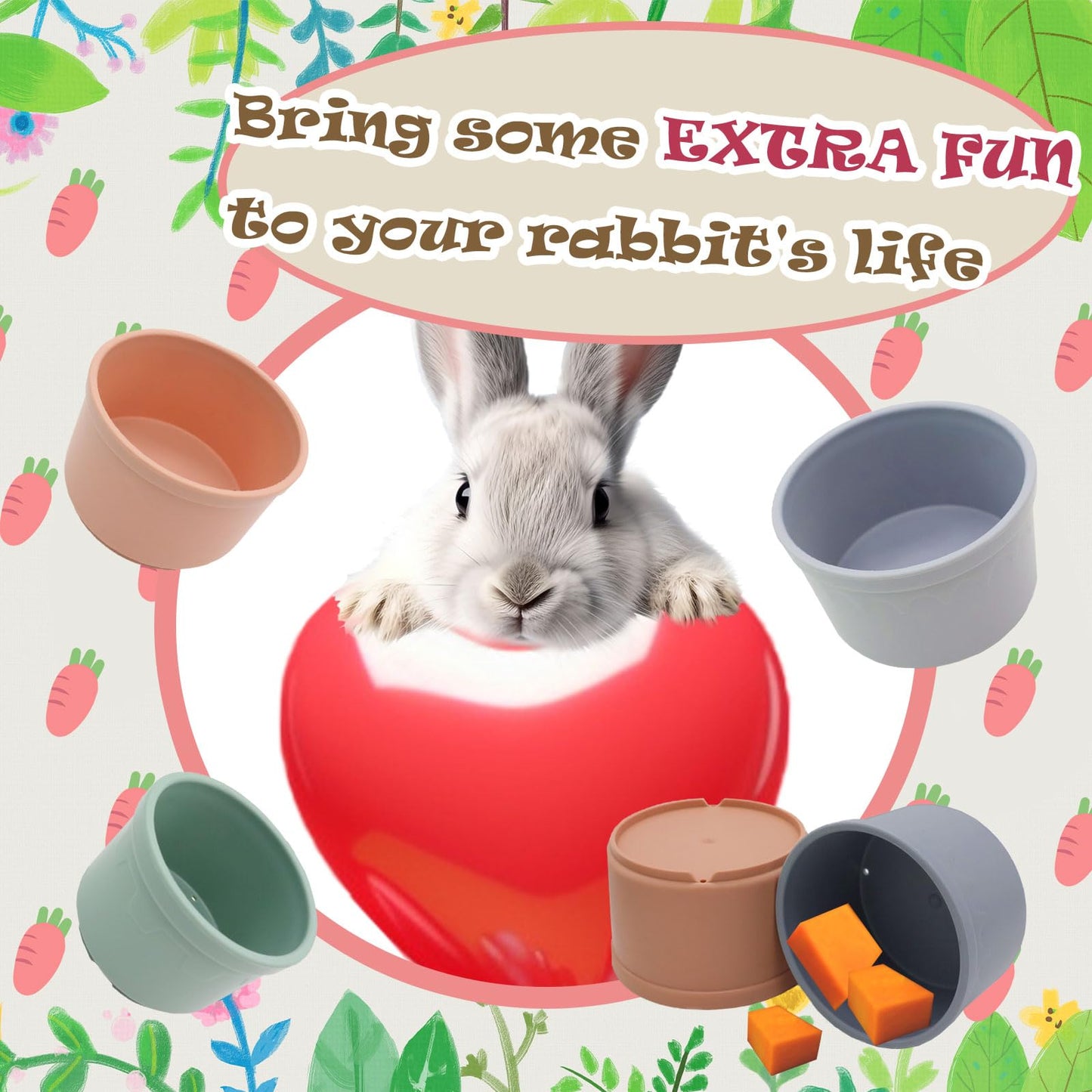 8 Pcs Stacking Cups For Rabbits Safe Plastic Rabbit Toys Of Different Sizes, Stackable Bunny Toys, Enrichment Toys For Small Ani