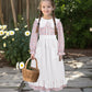 FORTMAC Prairie Dress Girls Pioneer Colonial Costume Floral 1800s Pilgrim Costume with Apron and Bonnet Pink 7-8Y