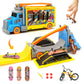 Hestiasko Finger Skateboard Park Set, 2-in-1 Transforming Truck Vehicle with 3 Fingerboards, Finger Bike, Ramps, Storage Case,Mi