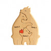 Cnczjm Personalized Bear Family Wooden Art Puzzle, Wooden Bear Jigsaw Puzzle With Heart Loving Family Bear Sculpture Decorative