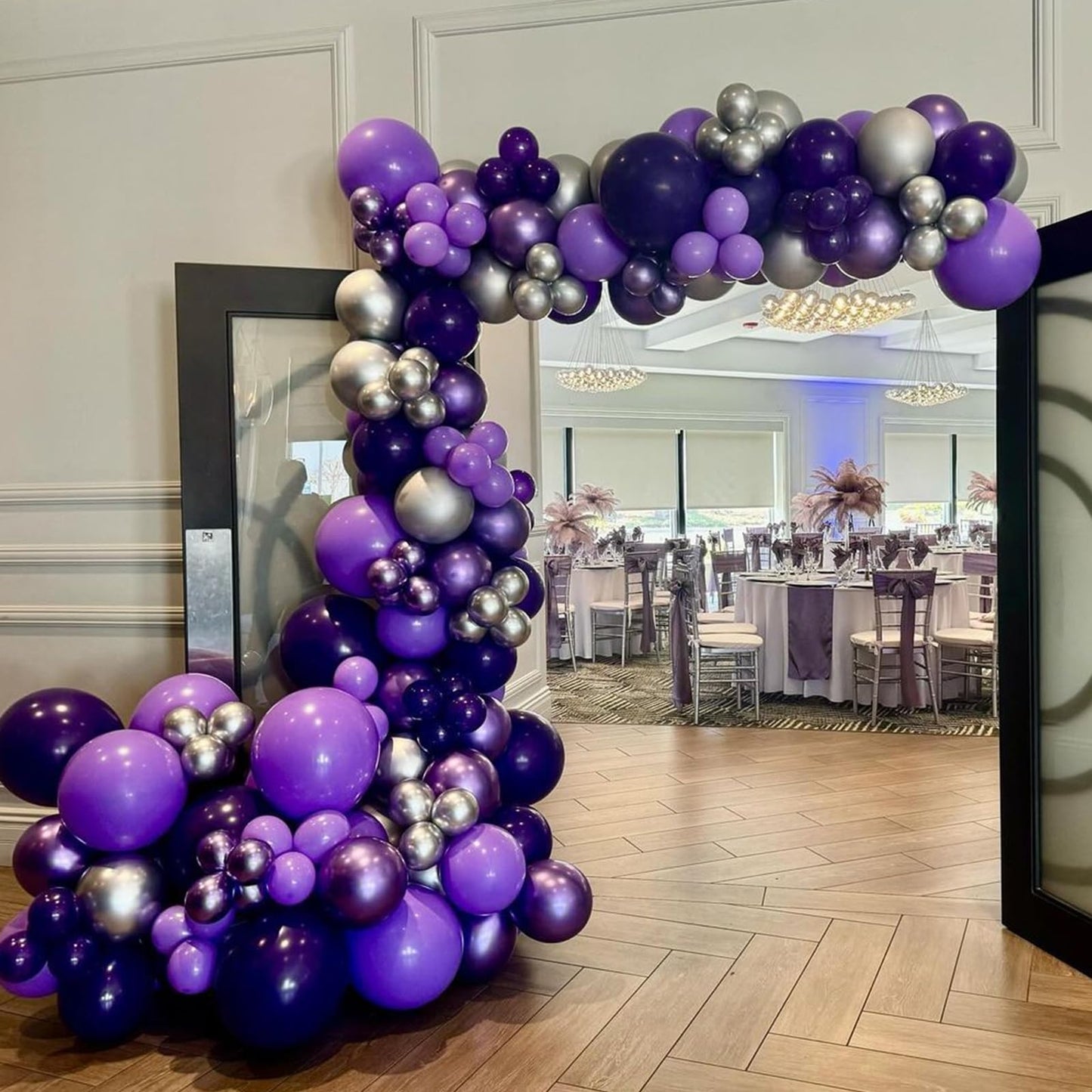 Purple And Black Balloons, 67Pcs 12 Inch Purple Black Silver Latex Balloons For Girls Women Wednesday Birthday Graduation Bridal