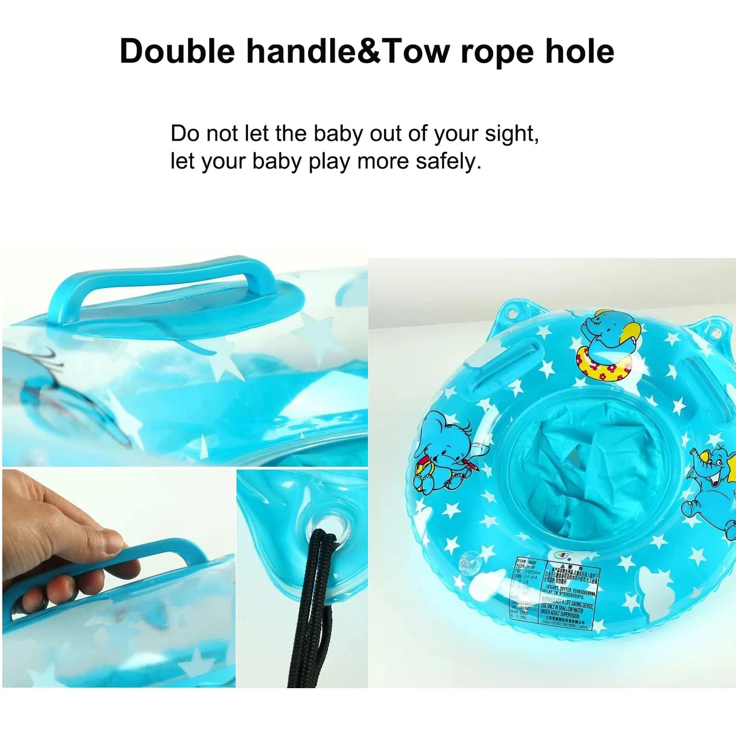 Baby Swimming Float,Inflatable Swimming Ring With Float Seat For 3-48Months Children,Baby Swimming Ring With Safety Handles,Bath
