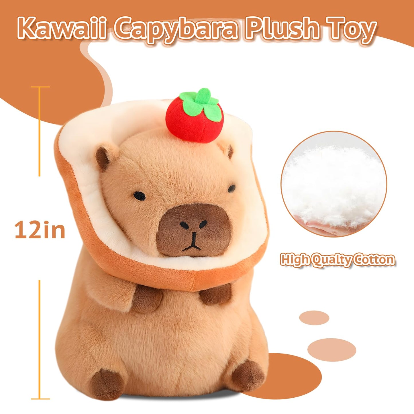 Nxnynz Cute Capybara Plush With Bread Kawaii Soft Apple Capybara Stuffed Aniamls Capybara Plush Toys Hugging Gifts Kids Girls Bo