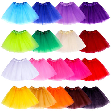 Hoemwarm 18 Pcs Girls Tutu, 3 Layers Multicolor Toddler Tutu Skirt Princess Tutu Dresses For Toddler Girls Bulk, Dance Fluffy Tu