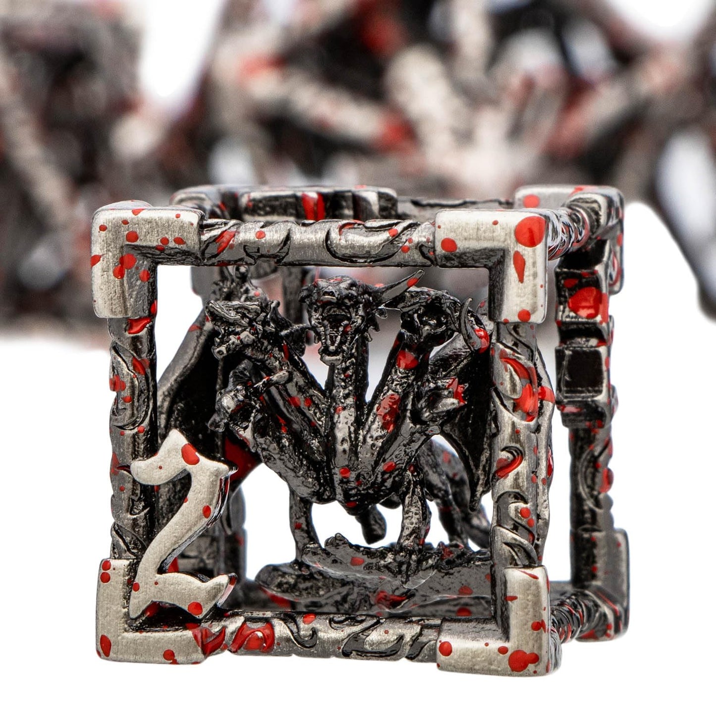 ARUOHHA Hollow DND Dice Set Blood Spatter 5-Headed Dragon D and D Dice with Gift Box, Dungeons and Dragons Role Playing Games 7P