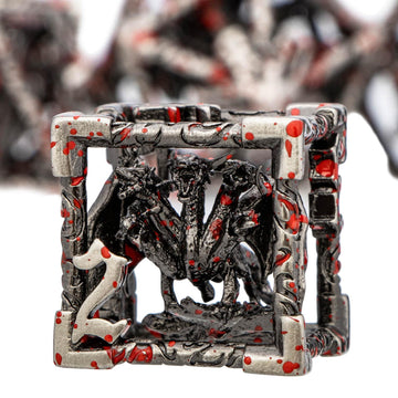 ARUOHHA Hollow DND Dice Set Blood Spatter 5-Headed Dragon D and D Dice with Gift Box, Dungeons and Dragons Role Playing Games 7P