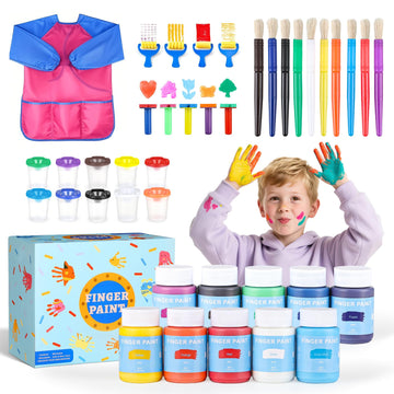 TMOL Washable Finger Paint for Toddlers, 40 PCS Non-Toxic Finger Paints, 10 Vibrant Colors (2fl oz), Baby Paint for Hand and Fee