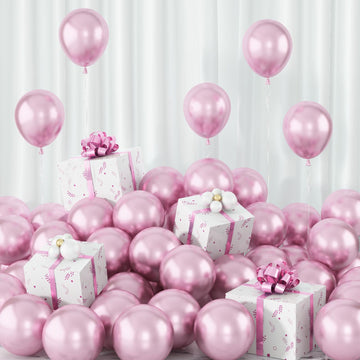 Metallic Light Purple Balloons 60Pcs 5Inch Chrome Light Purple Latex Balloon For Balloon Garland Arch 5'' Round Mini Light Pink