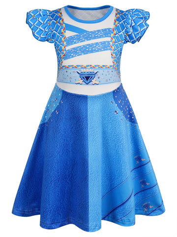 Sukyfecde Princess Dresses Costume For Toddler Girls Halloween Costumes Birthday Party Role Play Outfits 9-10 Blue