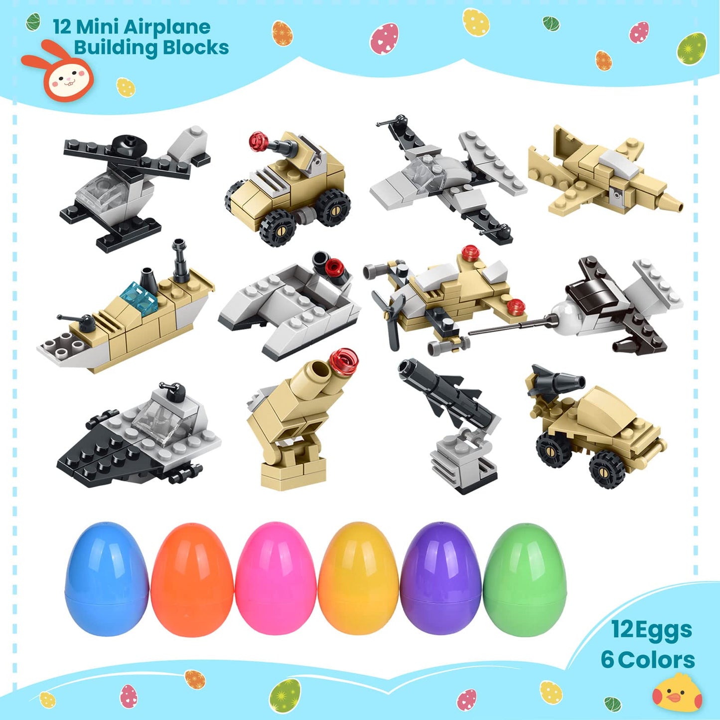 Fun Little Toys 12Packs Building Block Easter Egg For Party Favors Easter Baskets Stuffer