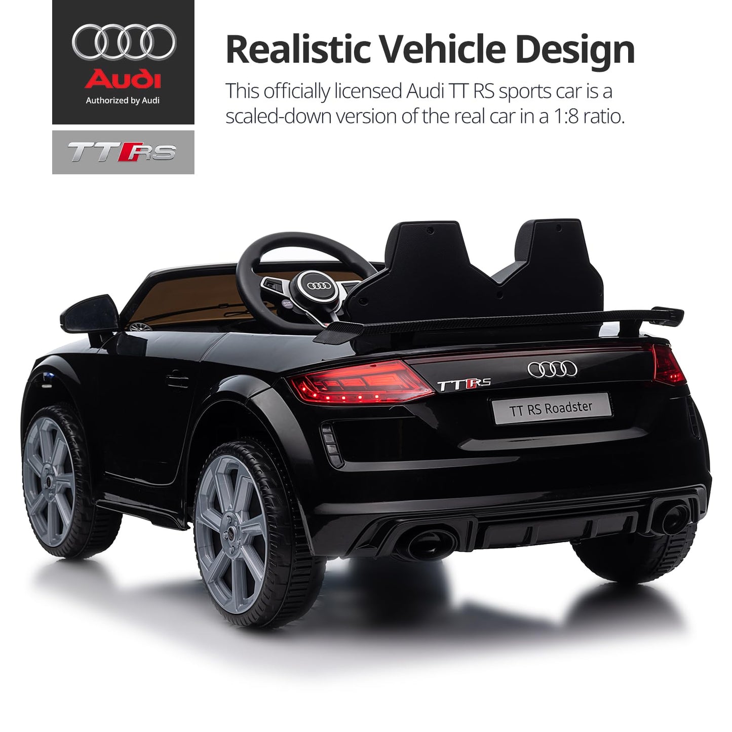 Hikiddo Electric Ride On Car For Kids, Licensed Audi 12V 7Ah Kids Ride-On Toy For Toddlers 3-5 Year Old With Remote, Bluetooth -
