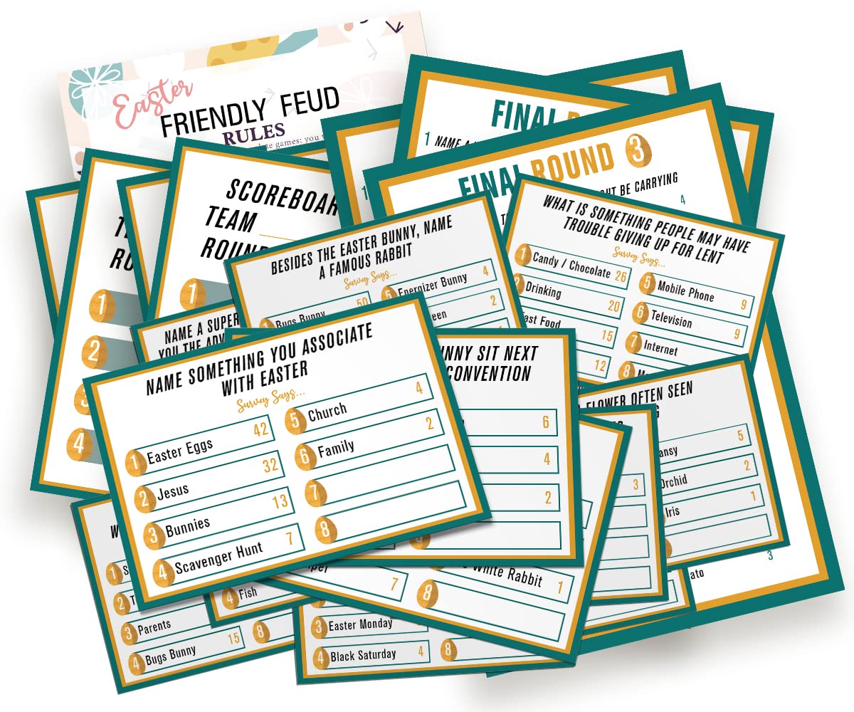 Easter Family Feud Quiz Game, Easter Party Decorations, Easter Party Games, Easter Friendly Feud Quiz, Easter Party Favor, Famil