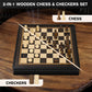 Peradix 12.8 Magnetic Chess Checkers Board Set - Ebony Wooden Game with 2 Built-in Drawers & Extra Queens for Kids & Adults