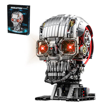 Csnrhg Mechanical Skull Building Block Set 1099+ Pieces 3D Poseable Model With Mandibular Teeth Bite Drive For Stem Toys For Kid
