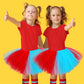 5 Layered Tutu Skirt For Kids Tulle Tutu Skirt With Tube Socks Princess Runners Costumes Cosplay For Girls Kids(Blue And Red)