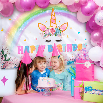 Wernnsai Unicorn Backdrop 73'' X 43'' - Rainbow Unicorn Party Decorations For Girls Baby Shower Unicorn Theme Birthday Party Supplies Large Photography Background Wall Banner Room Decor