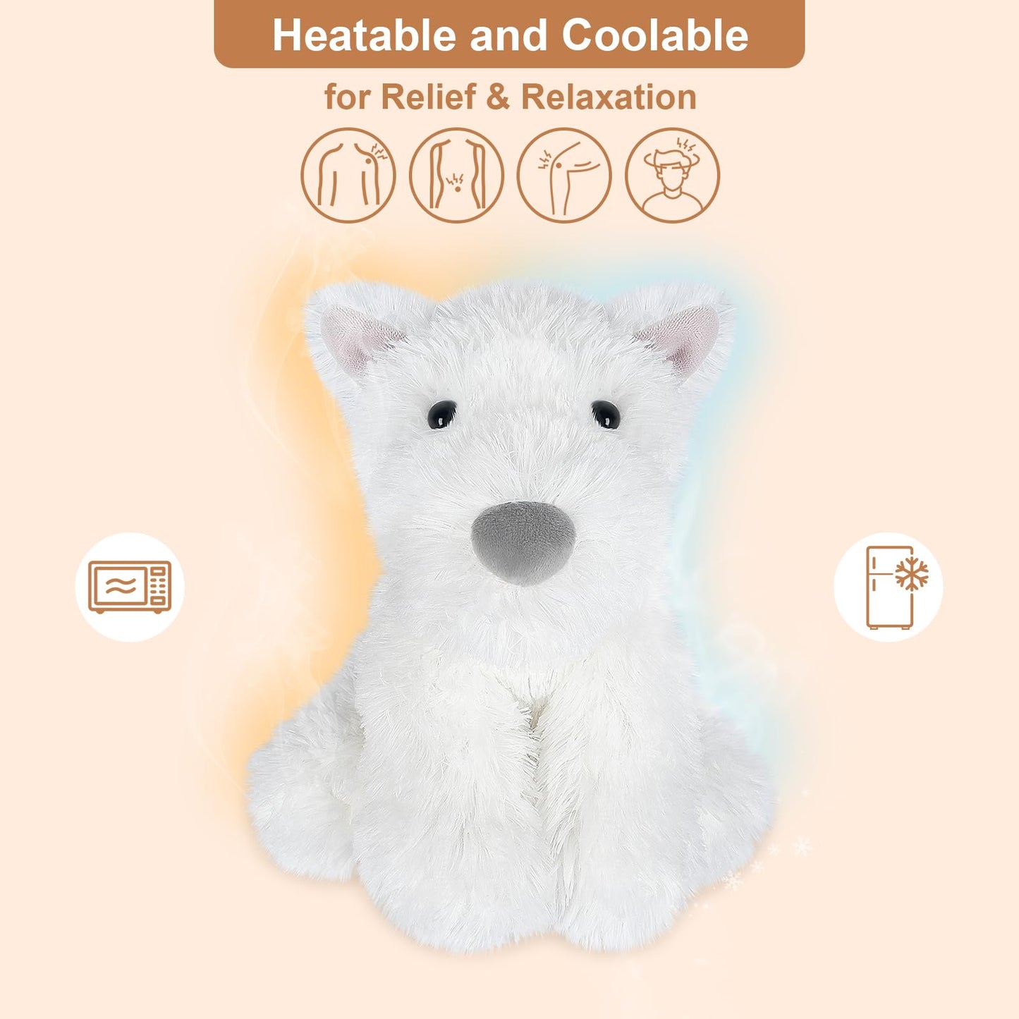 SuzziPals Westie Terrier Plush - Coolable & Heatable White Dog Stuffed Animal, Lavender for Anxiety Relief