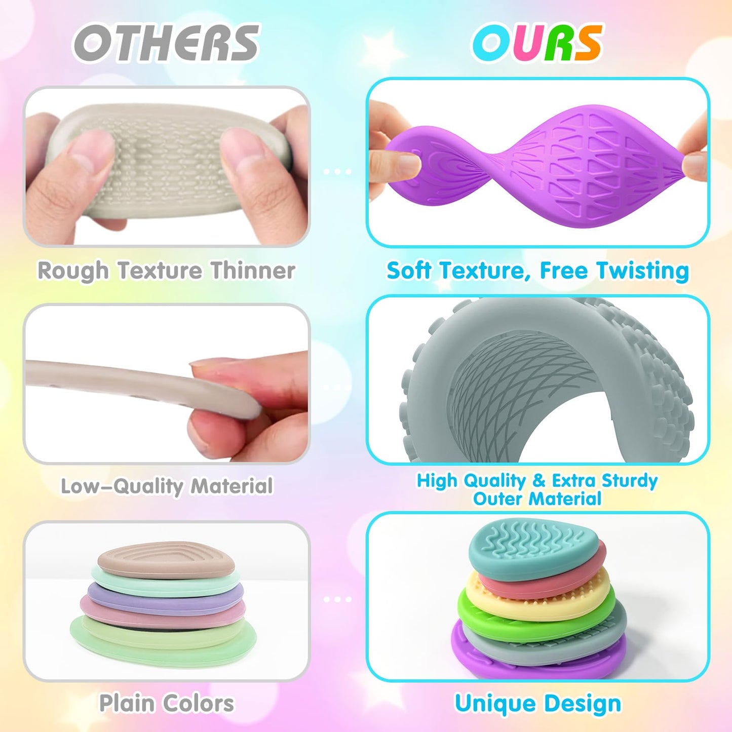 Sensory Fidget Toys For Kids Adults, 12Pcs Silicone Worry Stone, Textured Sensory Stones For Autism Adhd Kids Calming, Classroom Prizes Sensory Toys - Gifts Christmas Stocking Stuffers For Kids