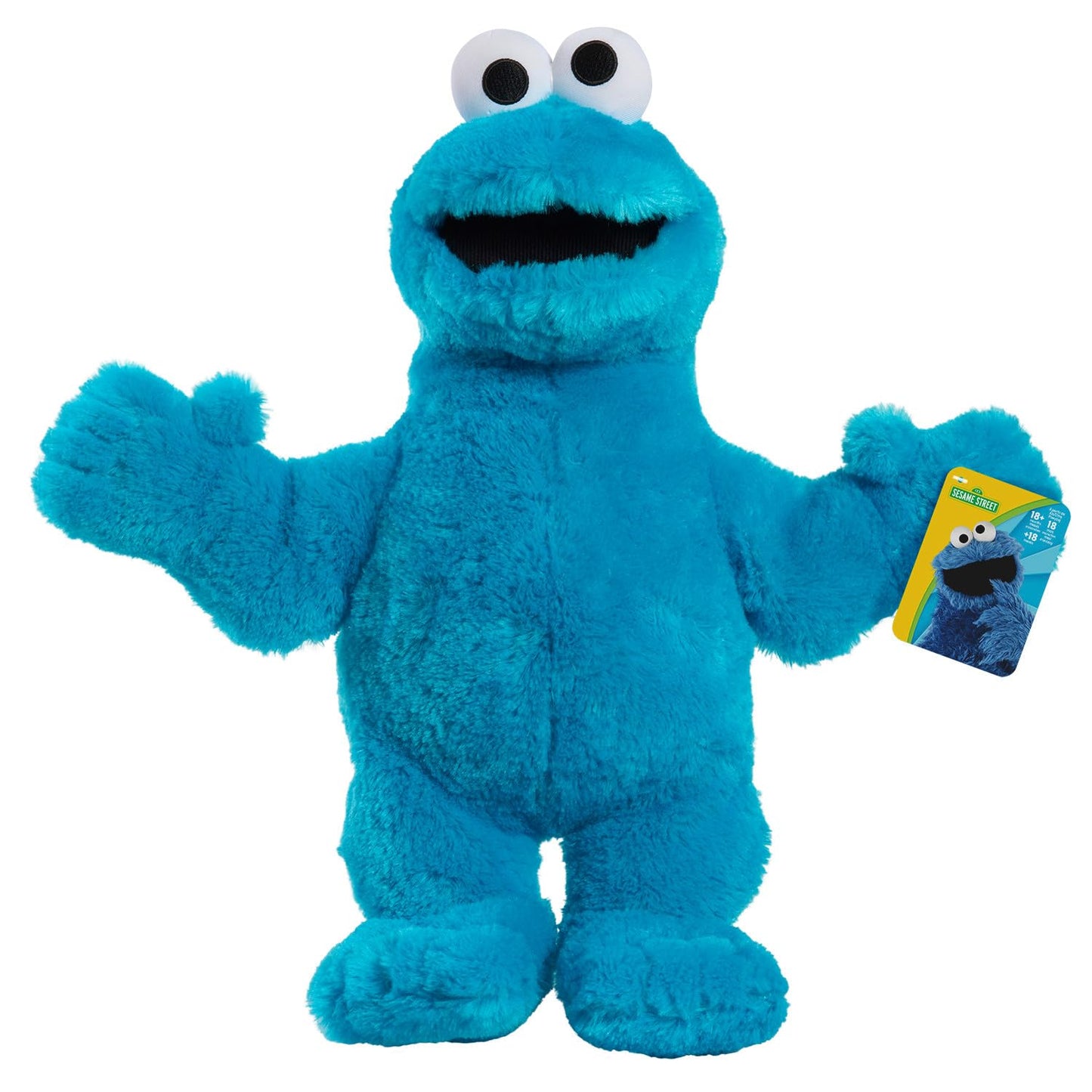 Just Play Large Plush Cookie Monster Stuffed Animal, 18-inch, Blue, Polyester, Model 53427, Perfect for Kids Ages 3 and Up