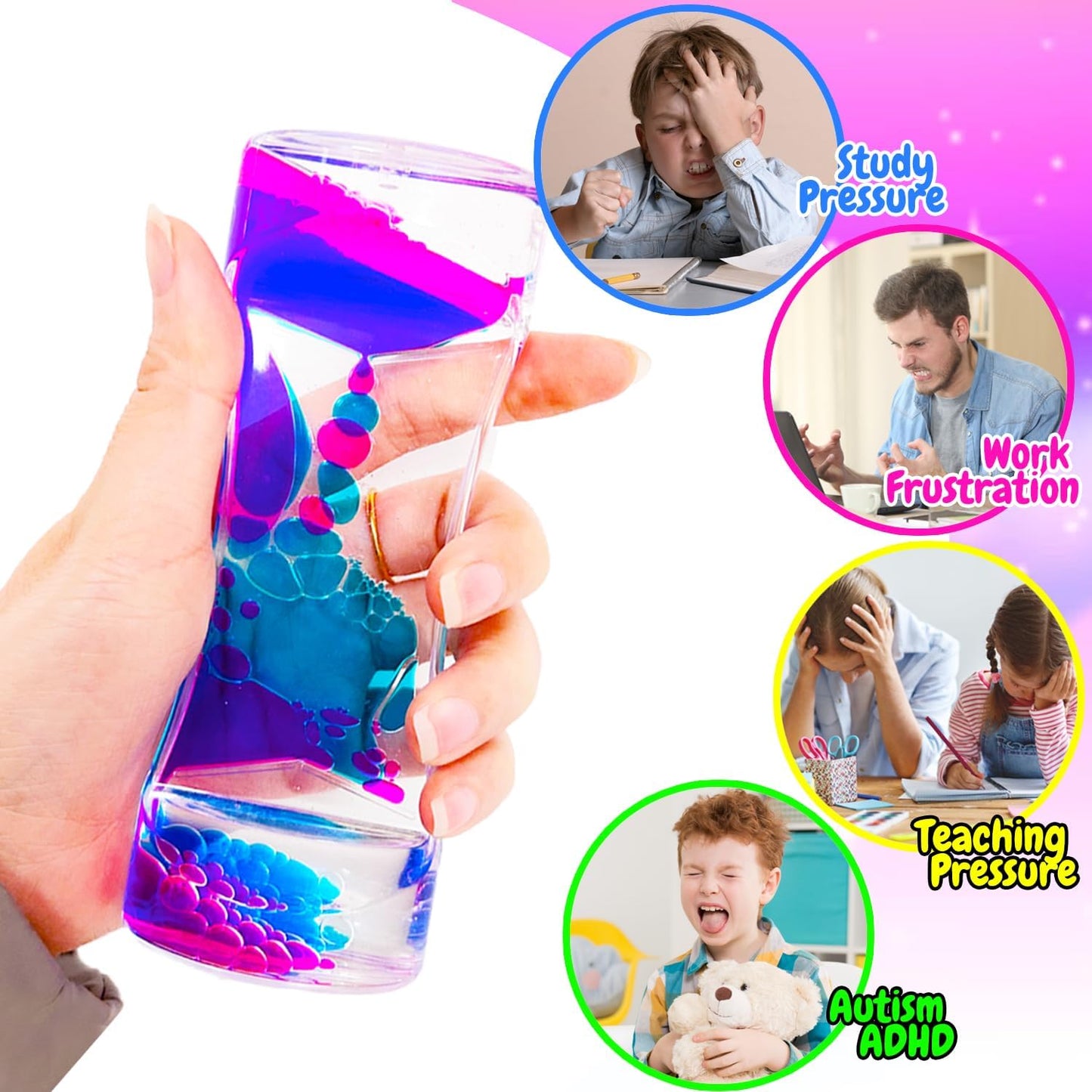 Tgiqrove Liquid Motion Bubbler Sensory Toys, Liquid Timer Anxietycalming Toys For Kids Adults, Party Favors, Classroom Prizes Ea