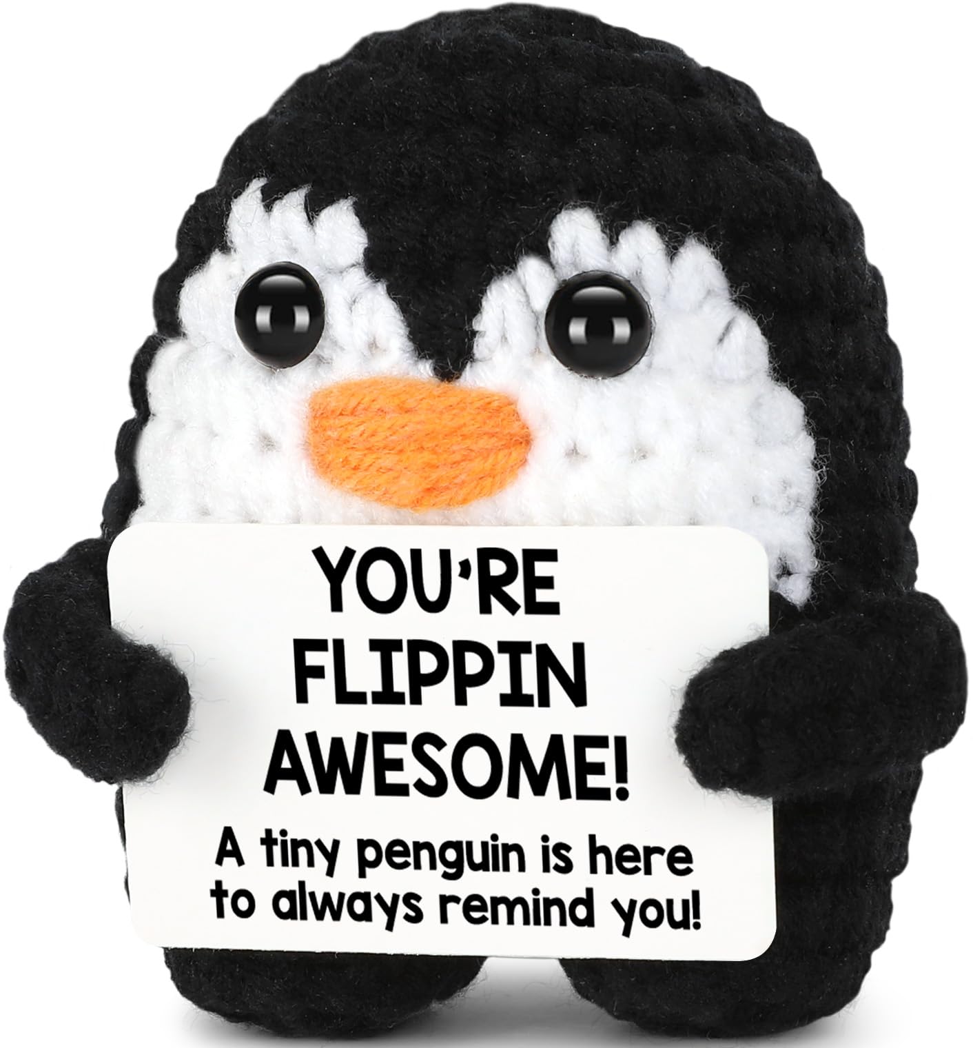 CryCarrot Mini Positive Crochet Penguin, Funny Inspirational Christmas Birthday Gifts for Women Men Friend Daughter Coworker App
