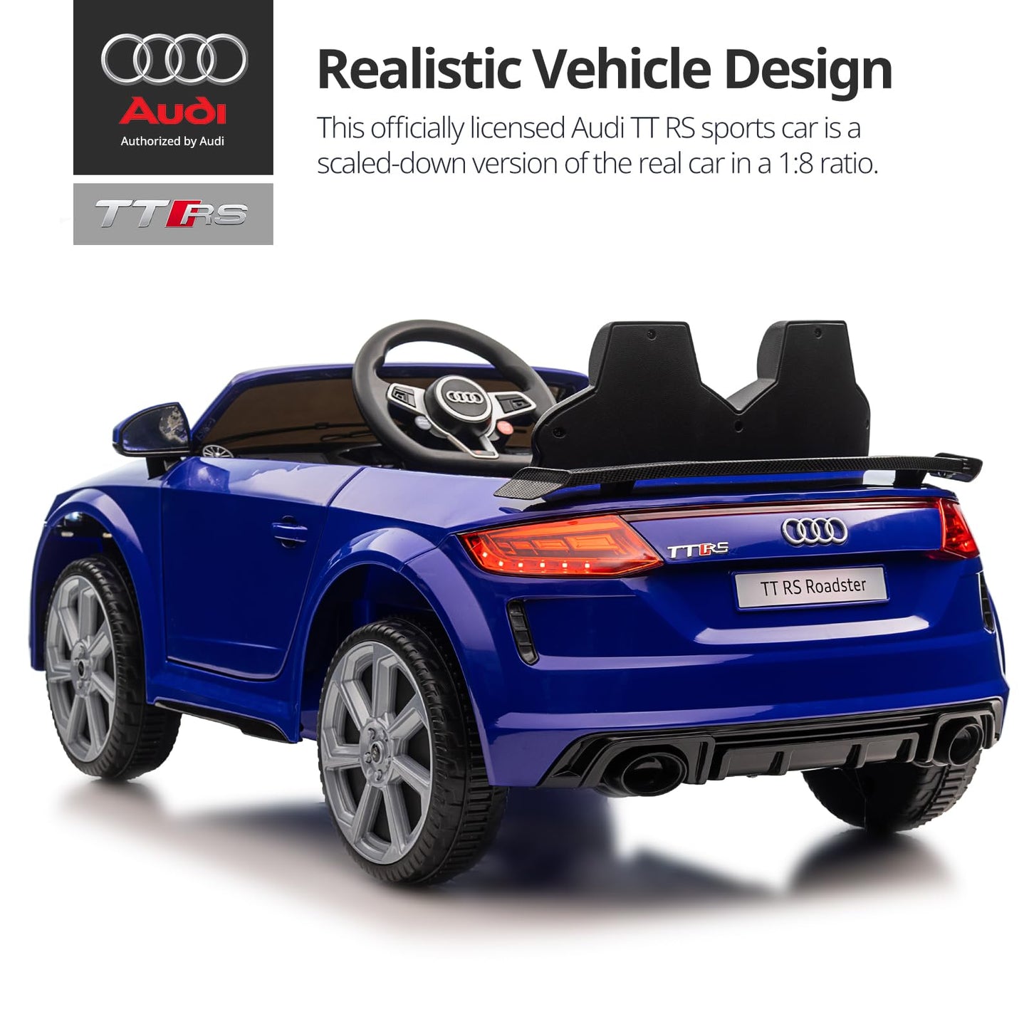 Hikiddo Electric Car For Kids, Licensed Audi 6V Kids Ride On Car Toy For Toddlers With Remote - Dark Blue