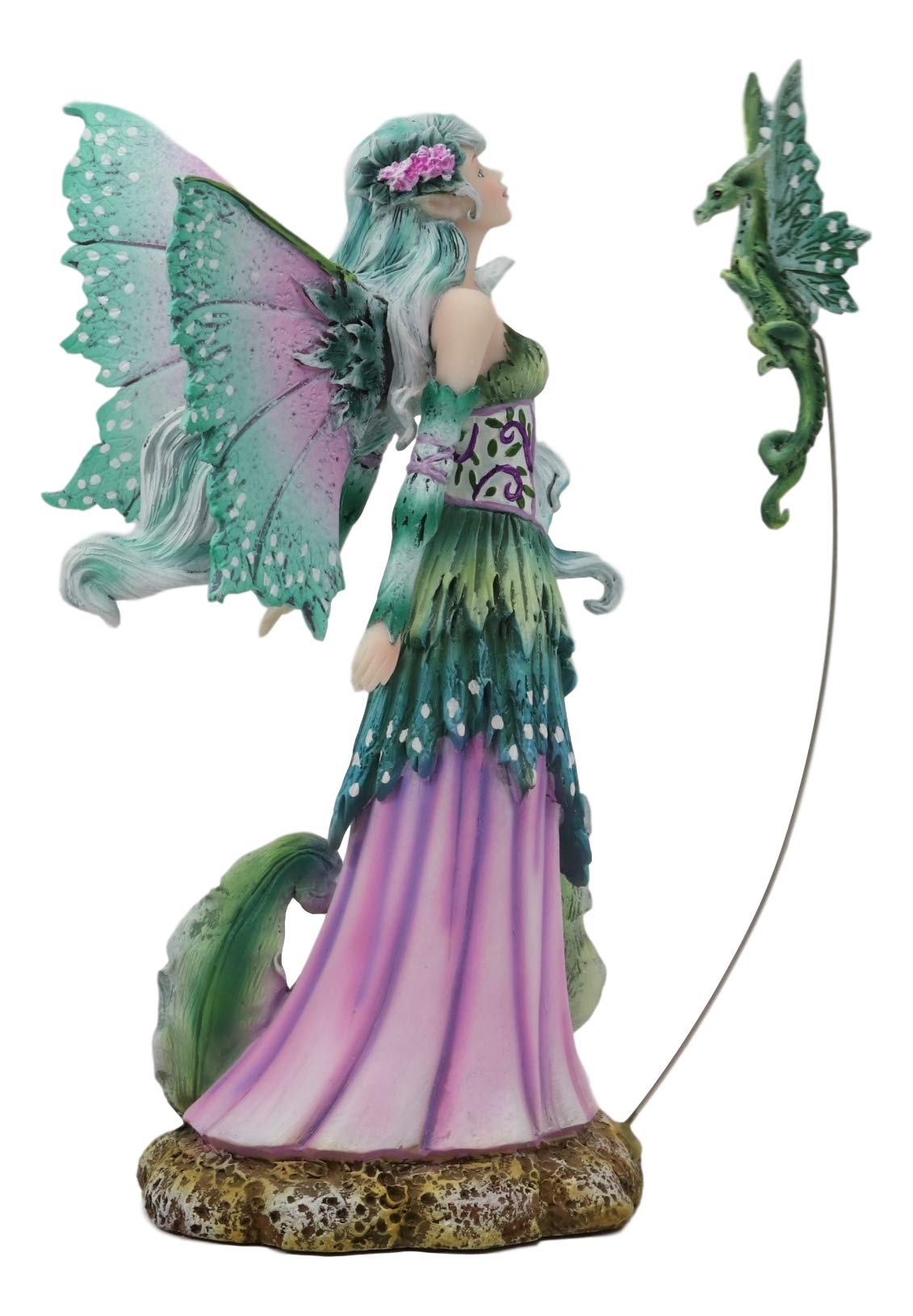 Ebros Amy Brown Discovery Enchanted Elf Fairy Fae Damsel With Green Pixie Dragon Statue 8' Tall Fantasy Mythical Faery Garden Magic Collectible Figurine Fairies Pixies Nymphs Decor