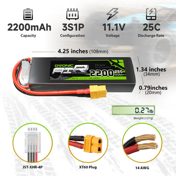 Ovonic 3S Lipo Battery 25C 2200Mah 11.1V Lipo Battery With Xt60 Connector For Rc Airplane Helicopter Quadcopter Rc Car Truck Boa