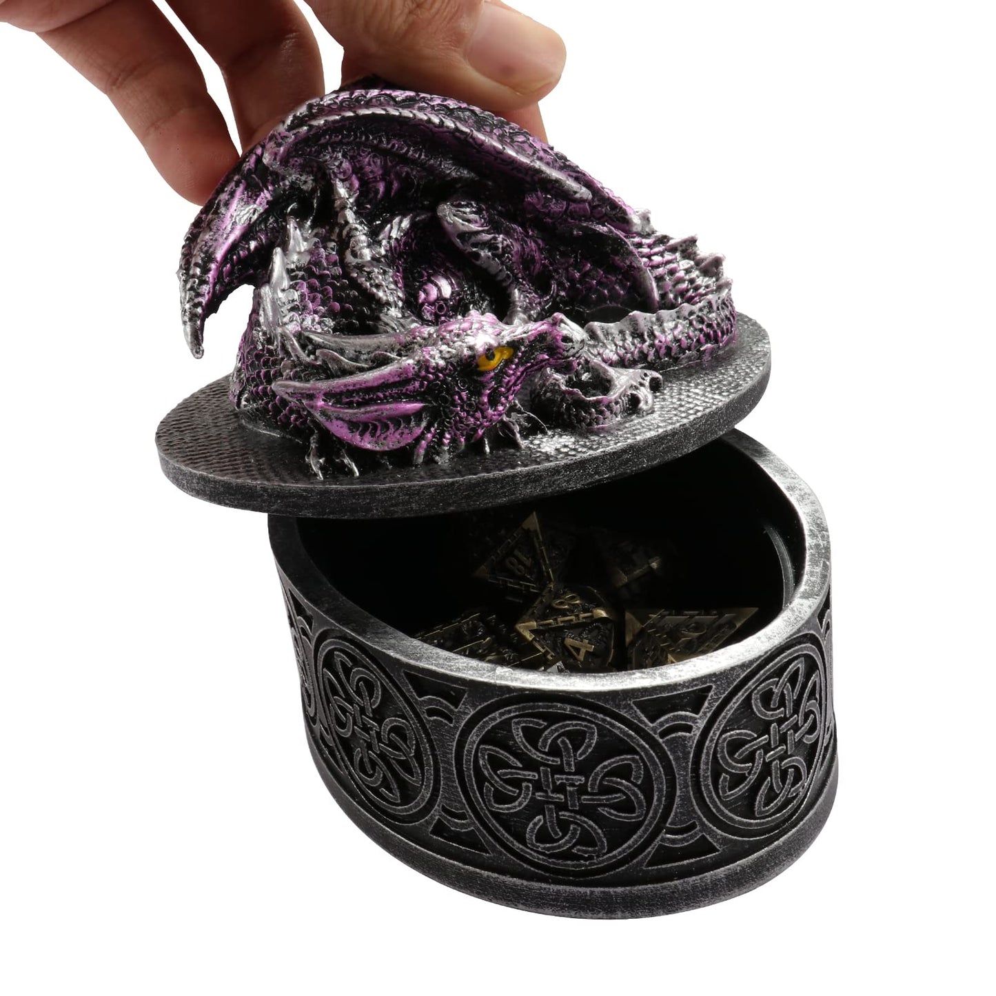 DDFE Deluxe Dragon Dice Gift Storage Box,Treasure Chest for Dungeons and Dragons Dice,RPG MTG Table Games D&D Pathfinder Shadowr