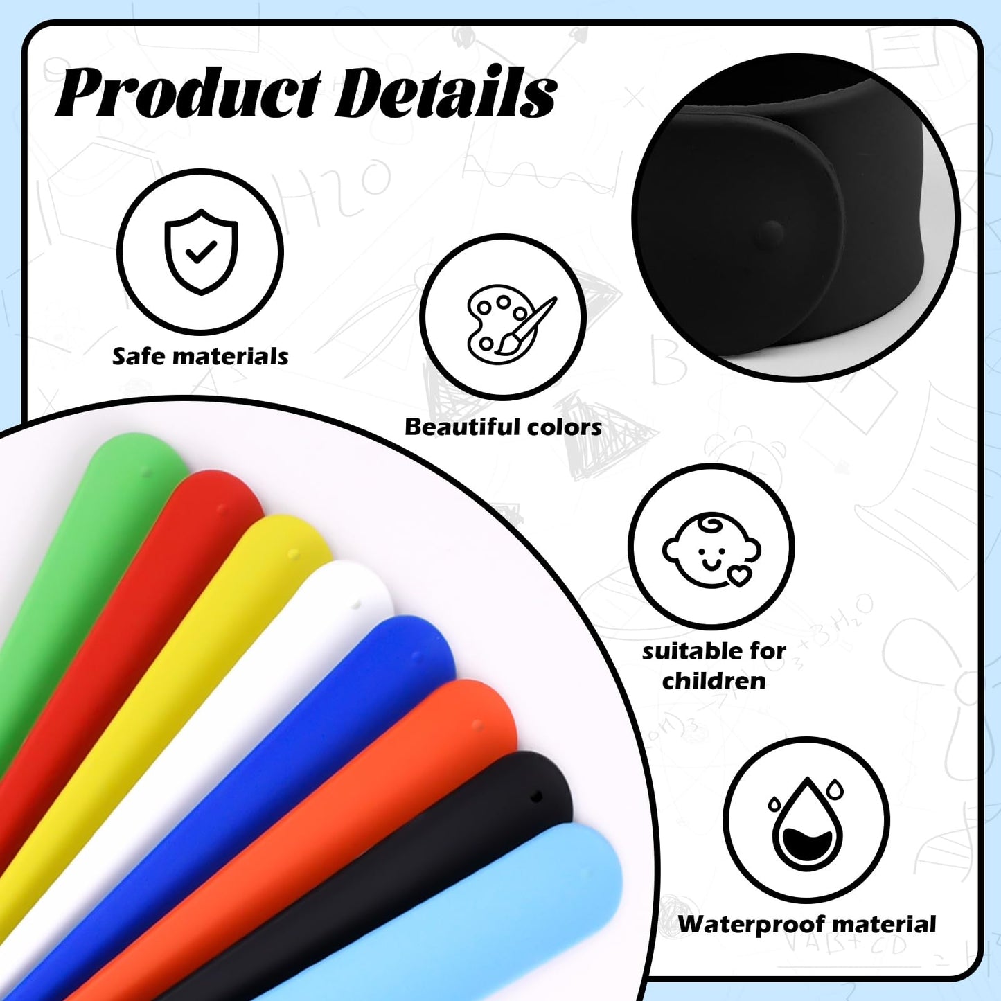 YSBJKWCF 20PCS Silicone Slap Bracelets for Kids - Bulk DIY Craft Project Party Favors, Customizable Snap Bands for Birthdays, Ha